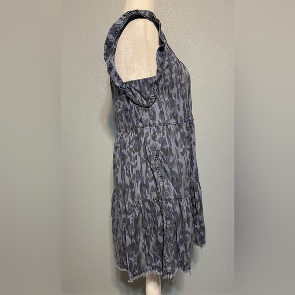 Anthropologie Blue Paisley Tiered Ruffle Dress Boho Cottagecore Romantic Medium - Picture 4 of 11